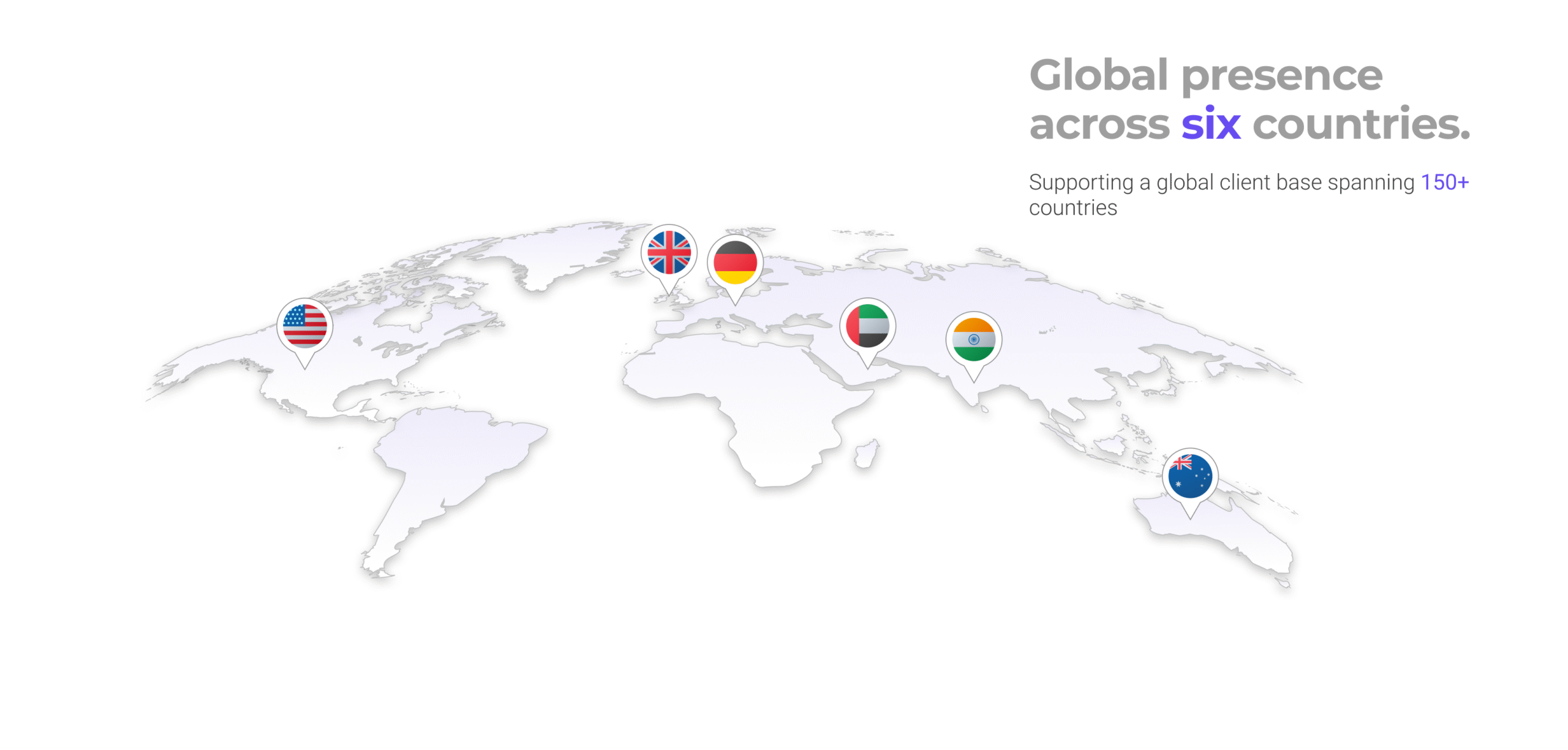 Global delivery map highlighting international consulting operations