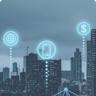 Smart city network visualization with connected finance
